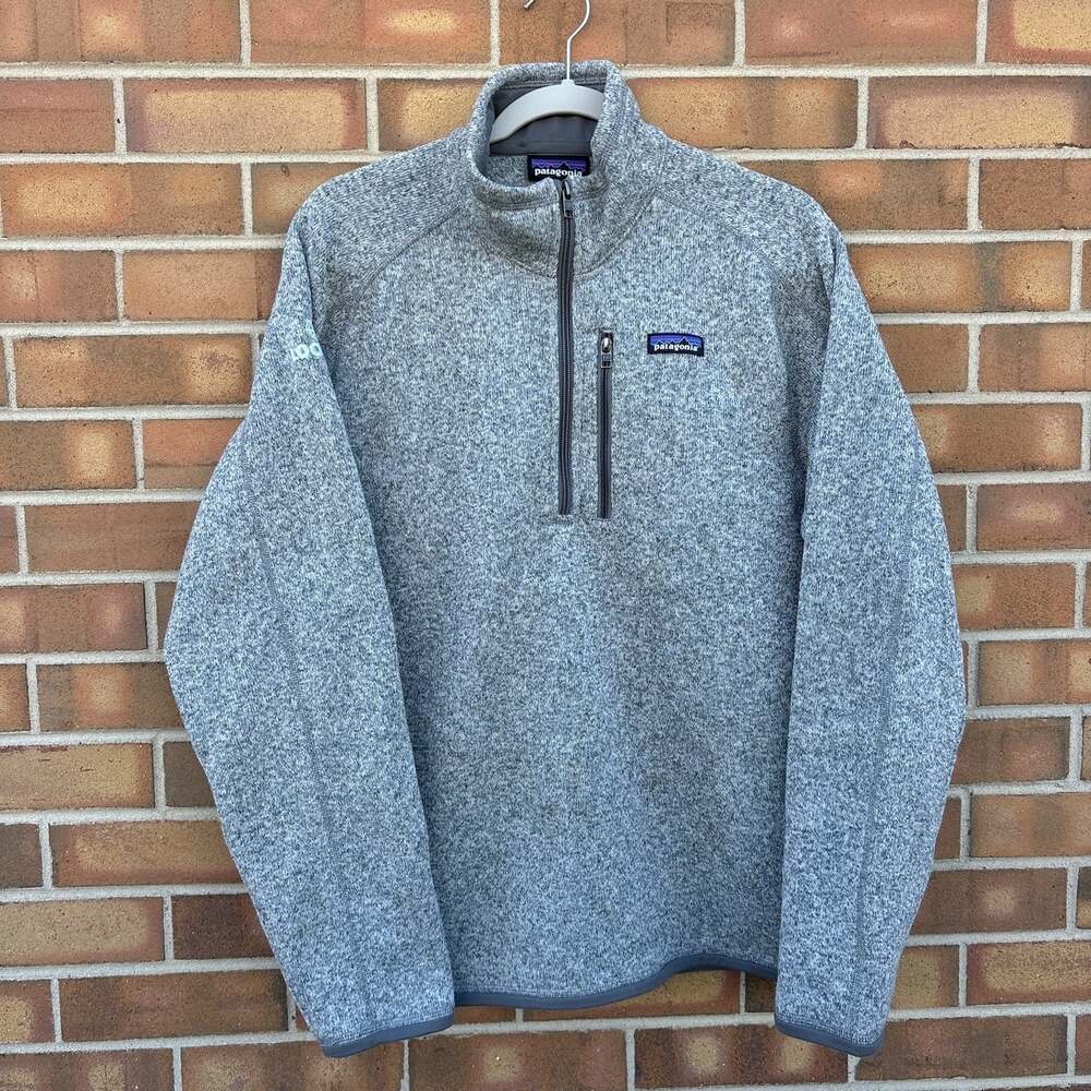 Patagonia Mens M Better Sweater Quater Zip Fleece Pullover Grey Branding